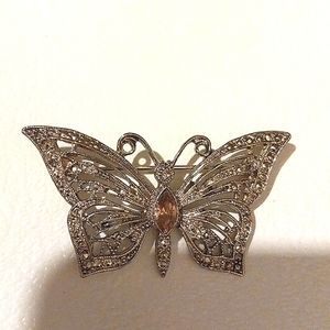 Final markdown Vintage silver butterfly brooch with purple stone